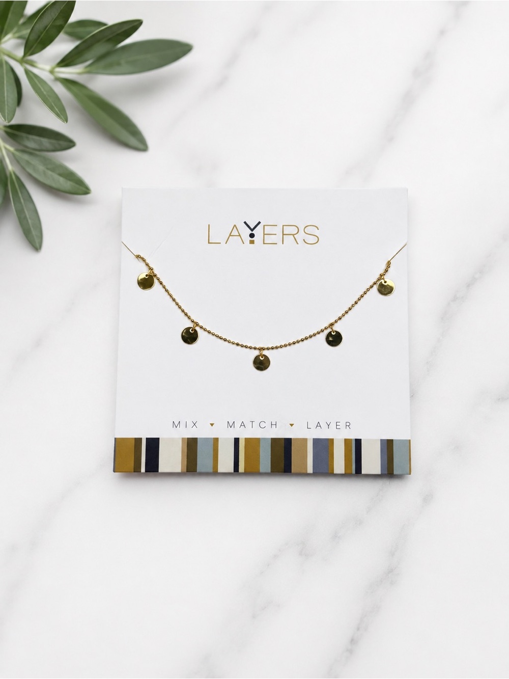 Layers Gold Disc Charm Necklace NWT